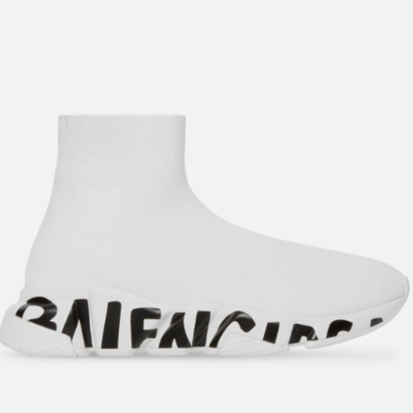 BALENCIAGA SPEED SNEAKER GRAFFITI RECYCLED KNIT OFF WHITE/BLACK SOLE 9US / EU 41 - Picture 1 of 11